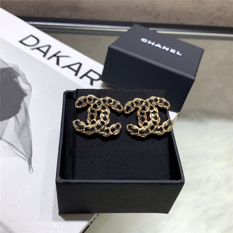 Ch**el black leather earrings