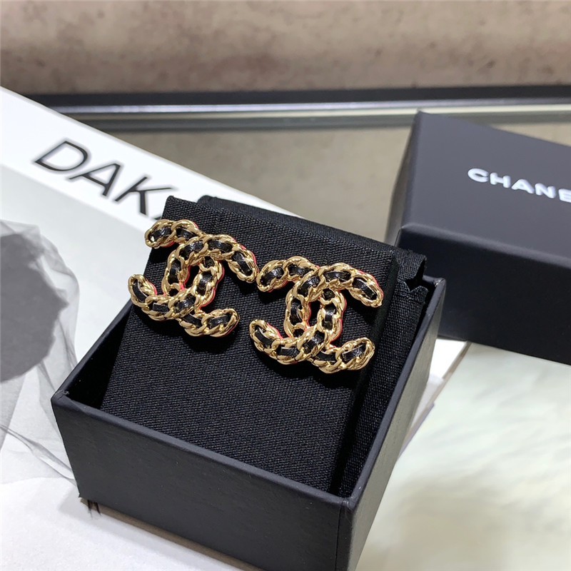 Ch**el black leather earrings