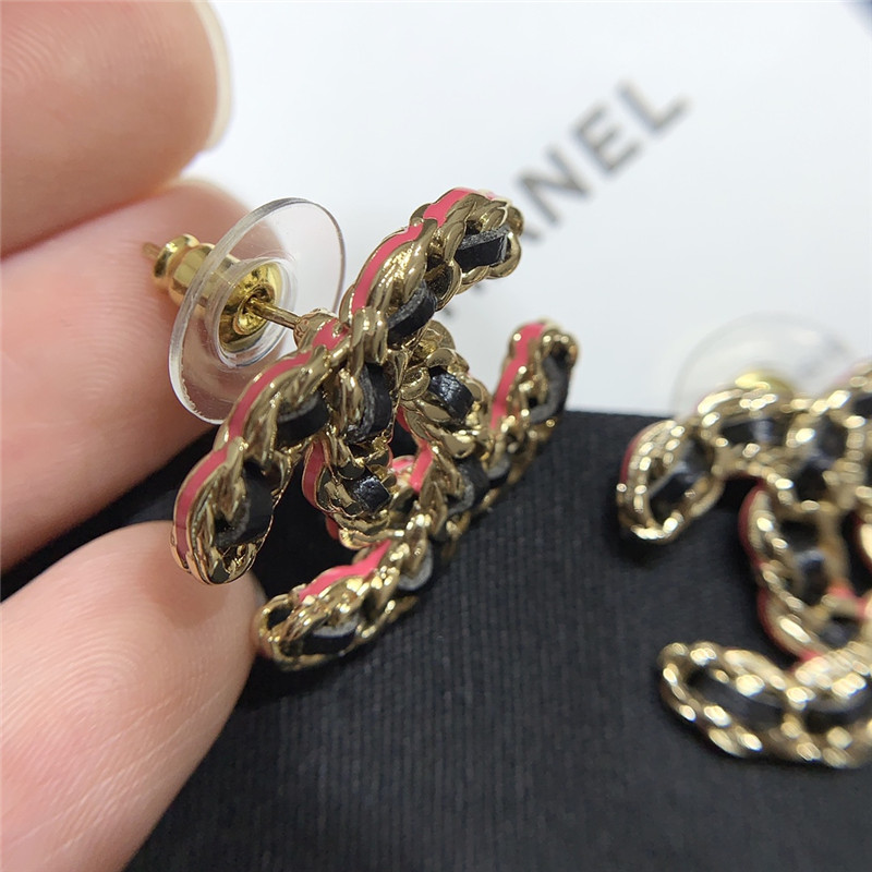 Ch**el black leather earrings