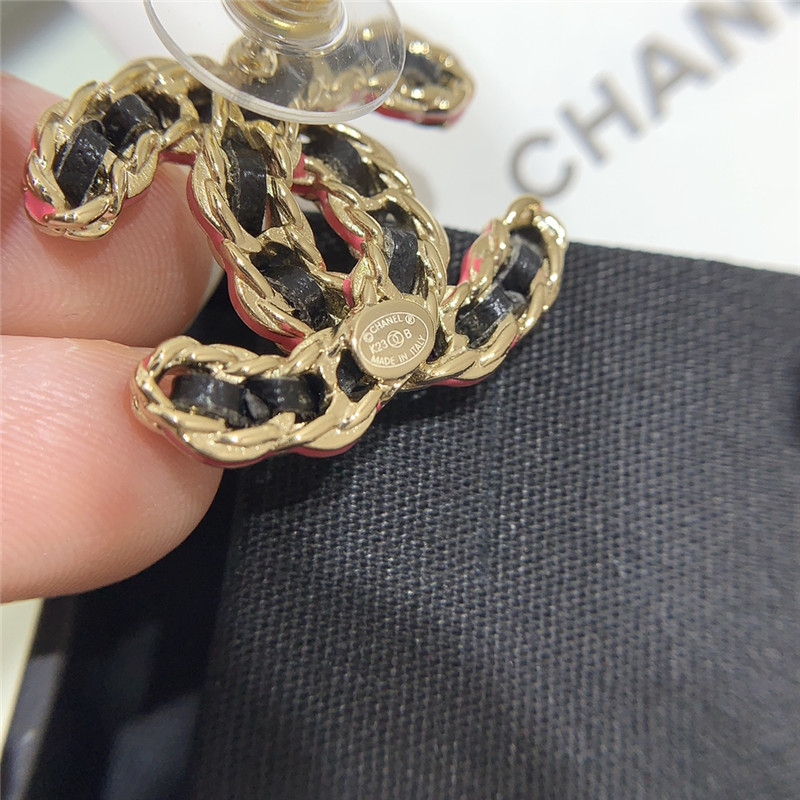 Ch**el black leather earrings