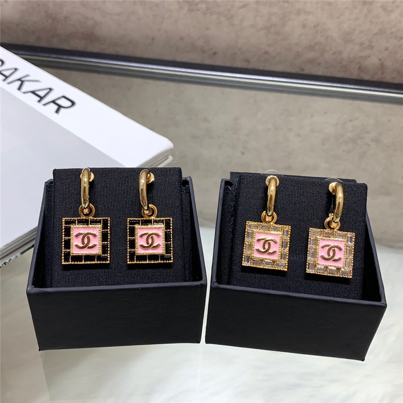 Ch**el pink square earrings