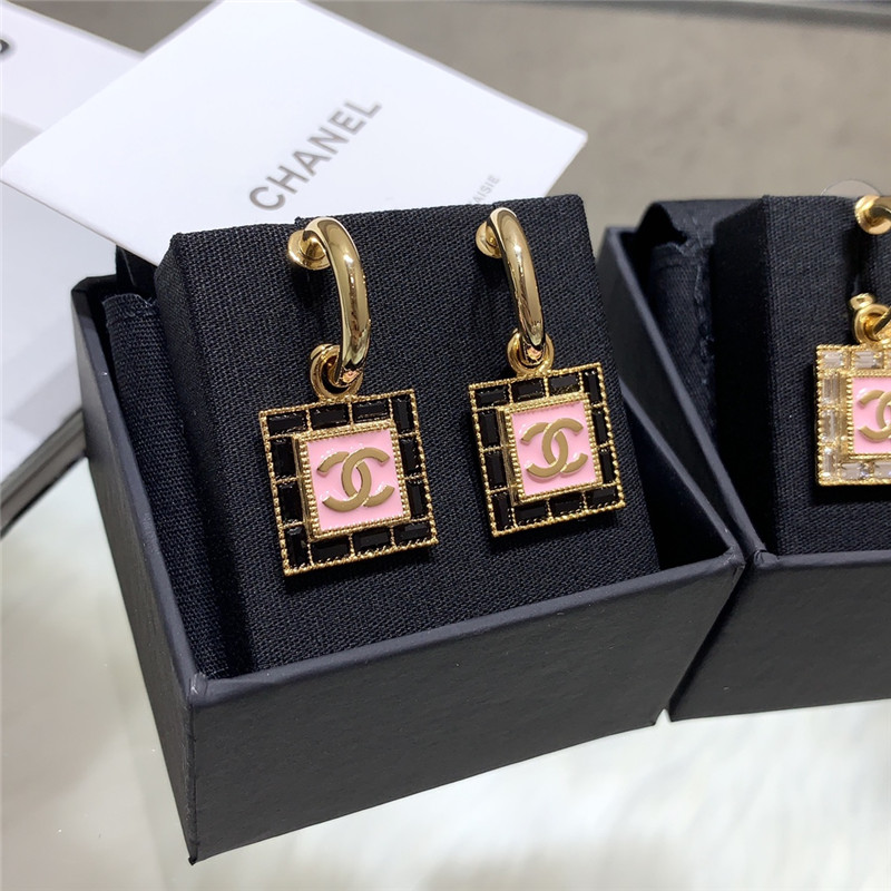 Ch**el pink square earrings