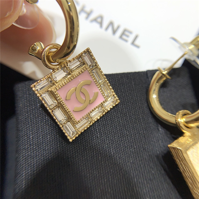 Ch**el pink square earrings