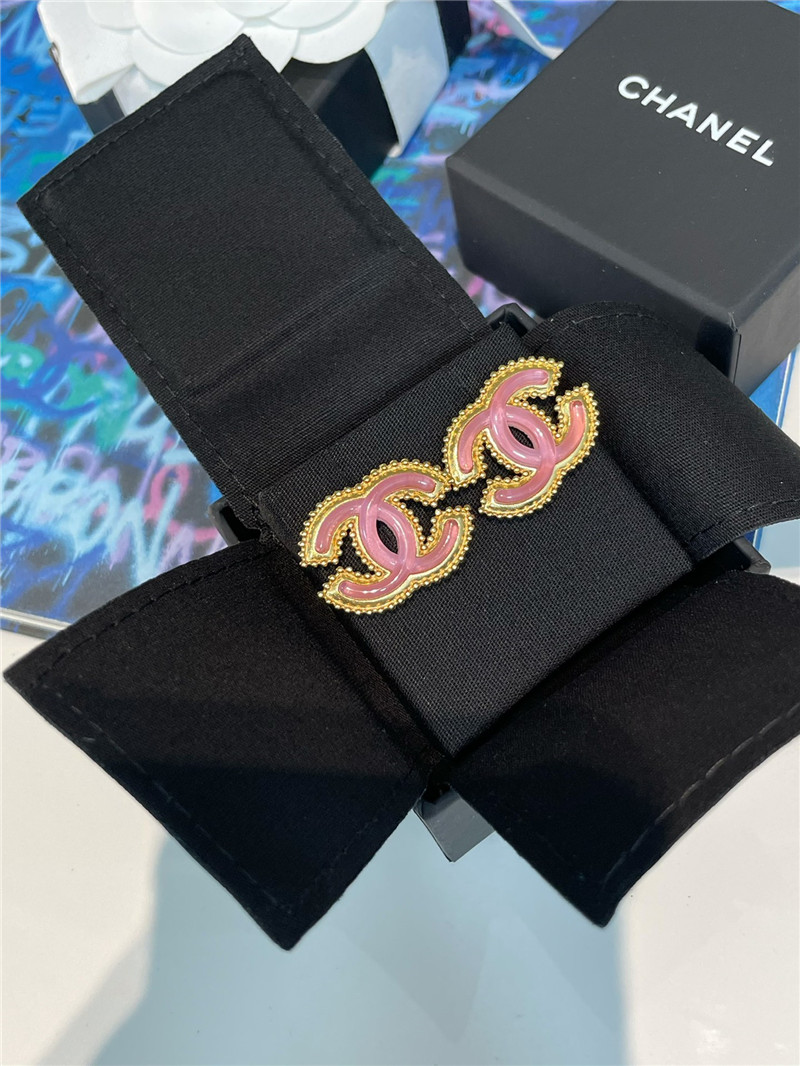 Ch**el pink gold double c stud earrings