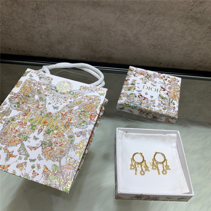 dior letter pendant earrings