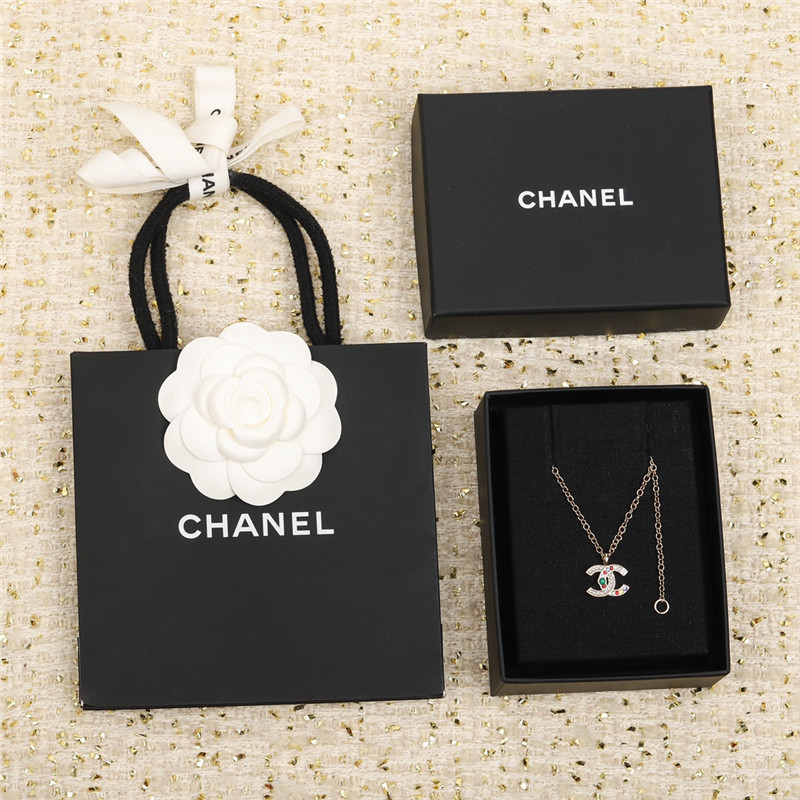 Chanel colorful diamond double C necklace