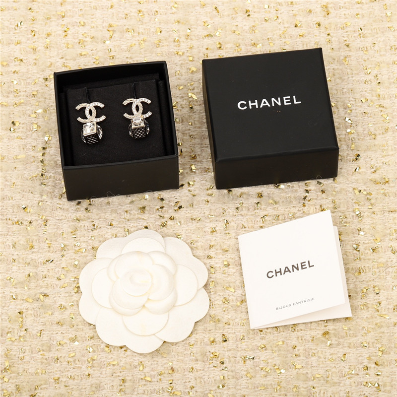 Chanel diamond double c earrings