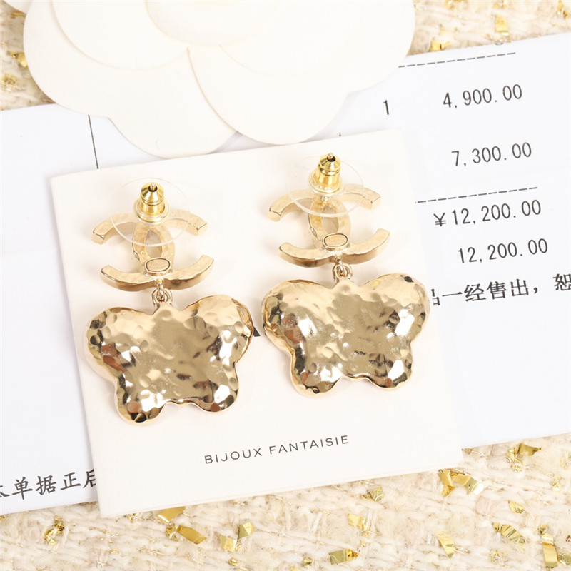 Ch**el butterfly double c earrings