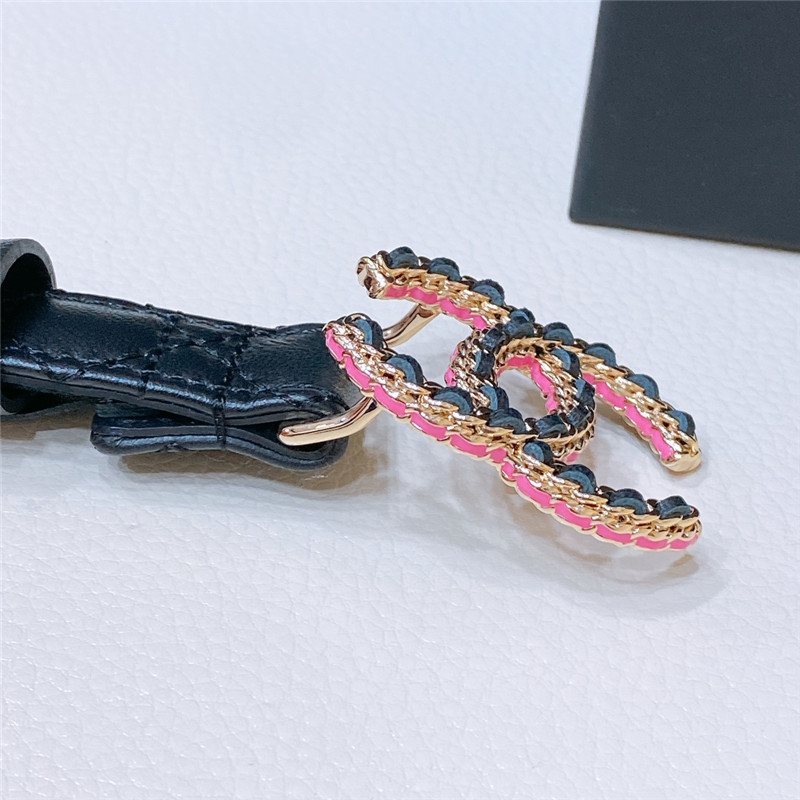 ch**el D1am0nd lambskin with plain bottom belt