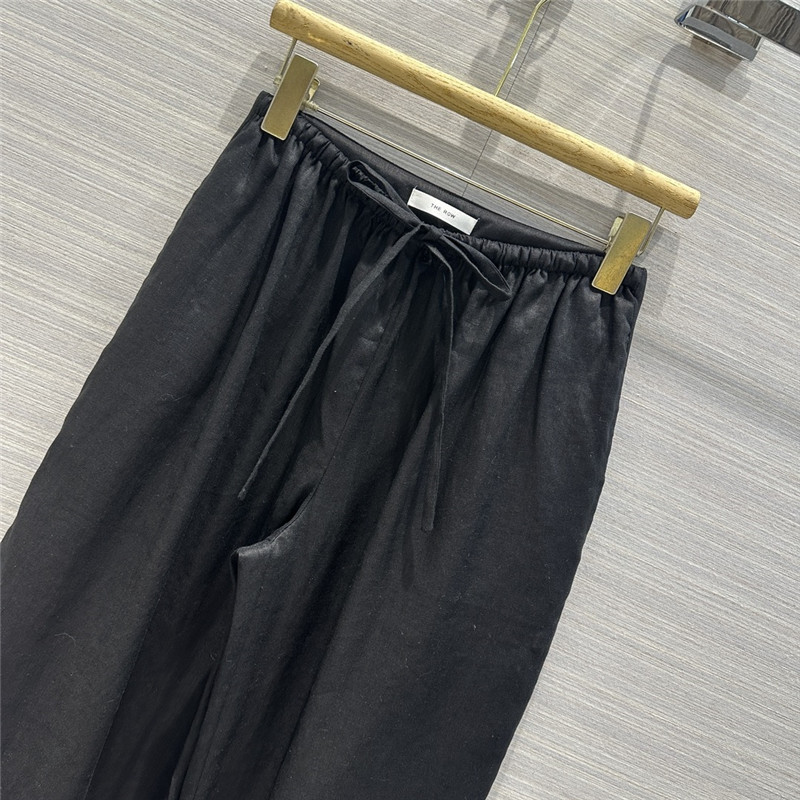 The R0w black wide leg linen trousers