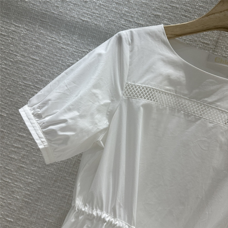 Chloé White Boat-Neck Flared Dress