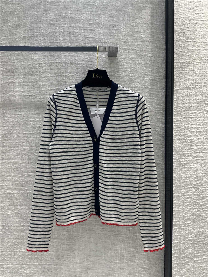 Dior Strip Linen Knitted Cardigan