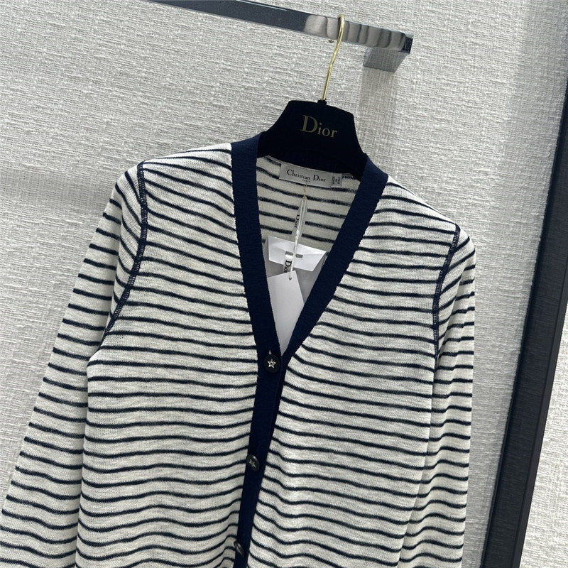 Dior Strip Linen Knitted Cardigan