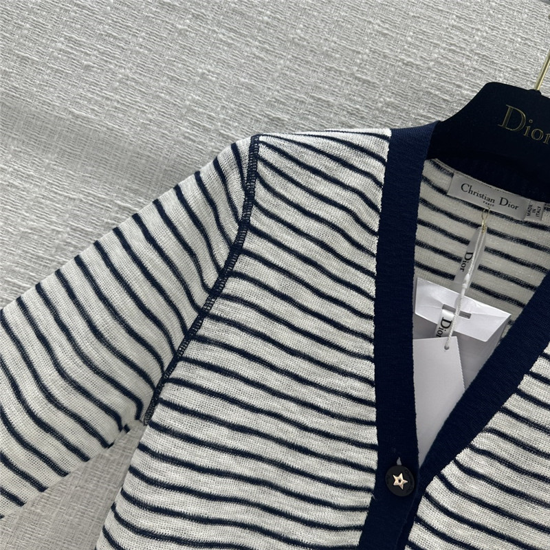 Dior Strip Linen Knitted Cardigan