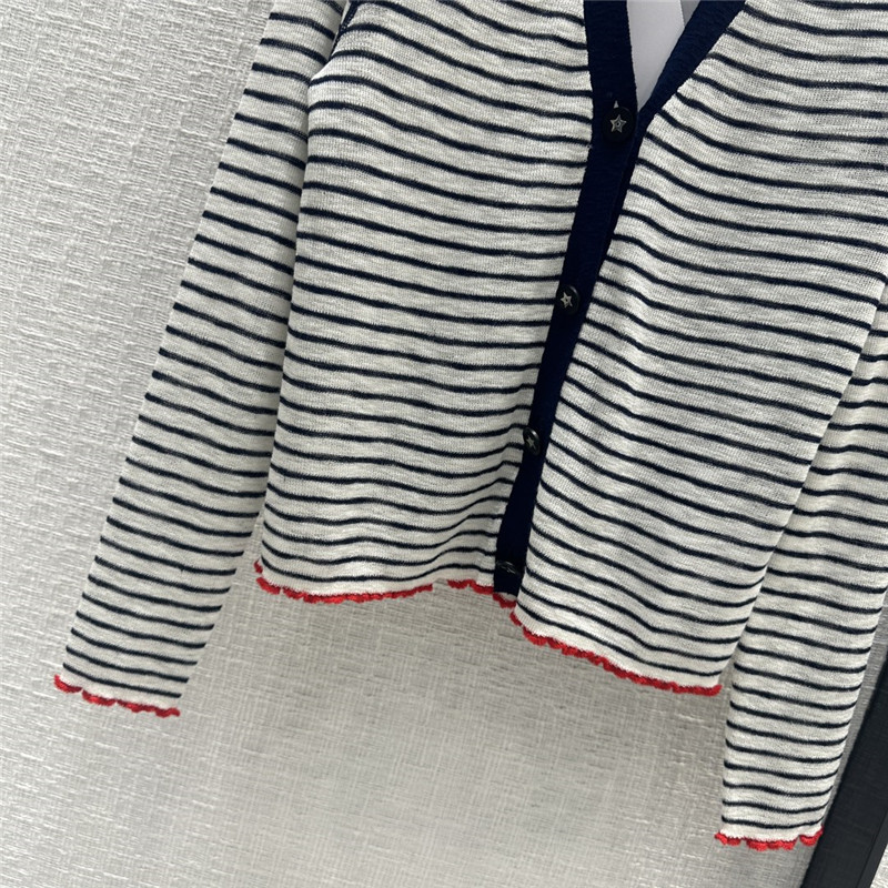 Dior Strip Linen Knitted Cardigan