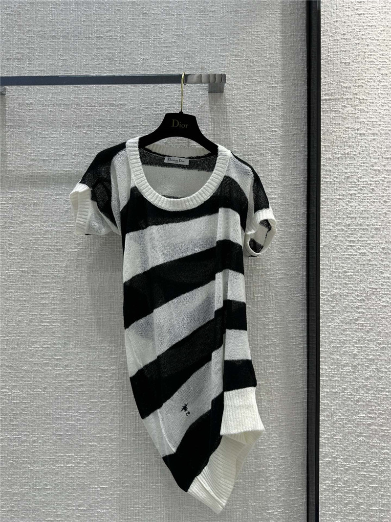 D10r striped irregular short knit dress