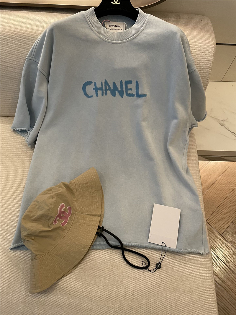 Chanel new letter logo short sleeve replica designer clothes