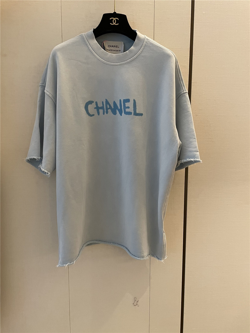 Chanel new letter logo short sleeve replica designer clothes