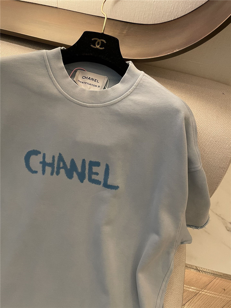 Chanel new letter logo short sleeve replica designer clothes