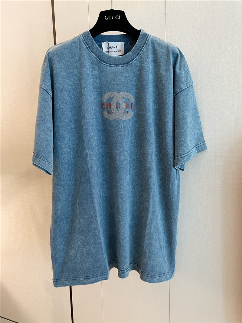 Ch**el distressed distressed short-sleeved replica clothing