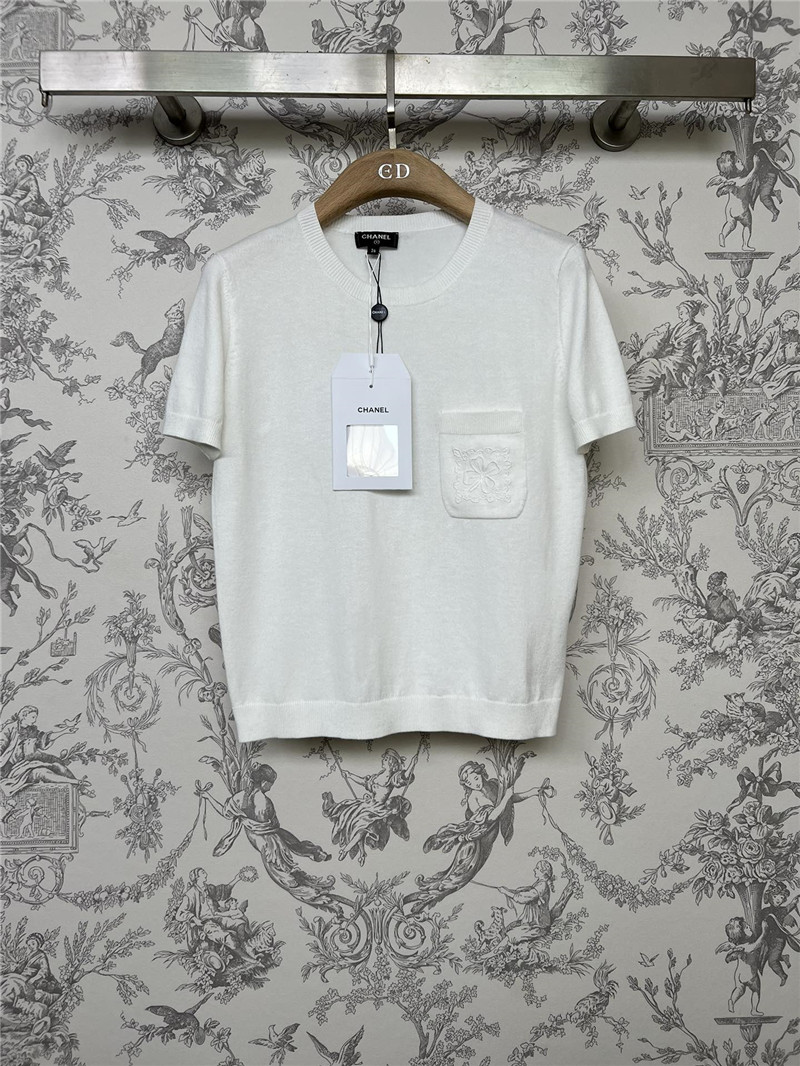 Loewe Pocket Embroidered Knit T-Shirt White
