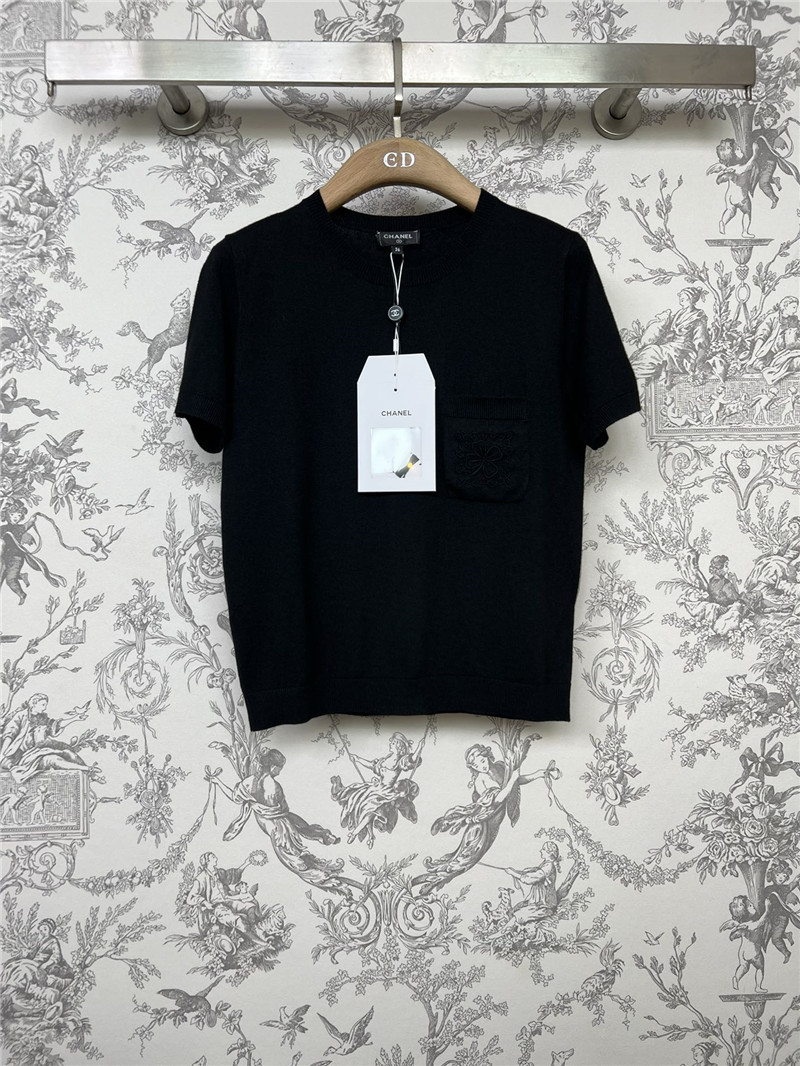 Loewe Pocket Embroidered Knit T-Shirt Black