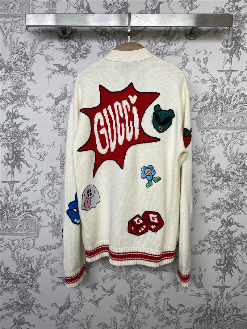 Gvc*1 appliqué jacquard knit cardigan