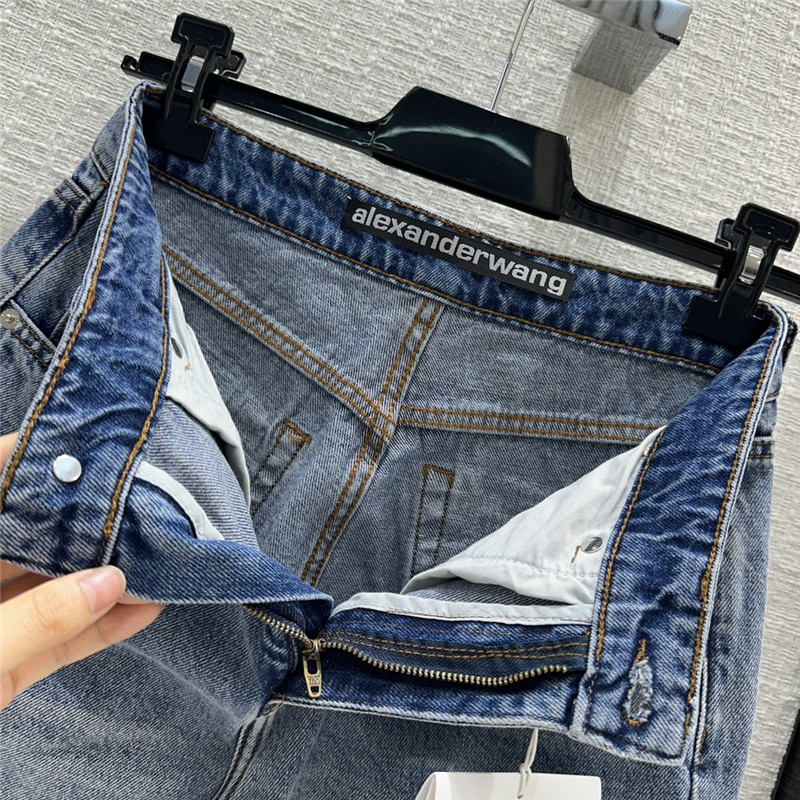 A1exa*der wang embossed letter denim trousers replica clothing