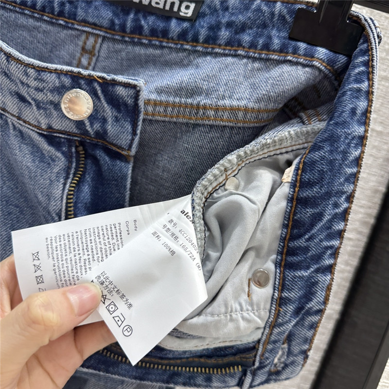 A1exa*der wang embossed letter denim trousers replica clothing