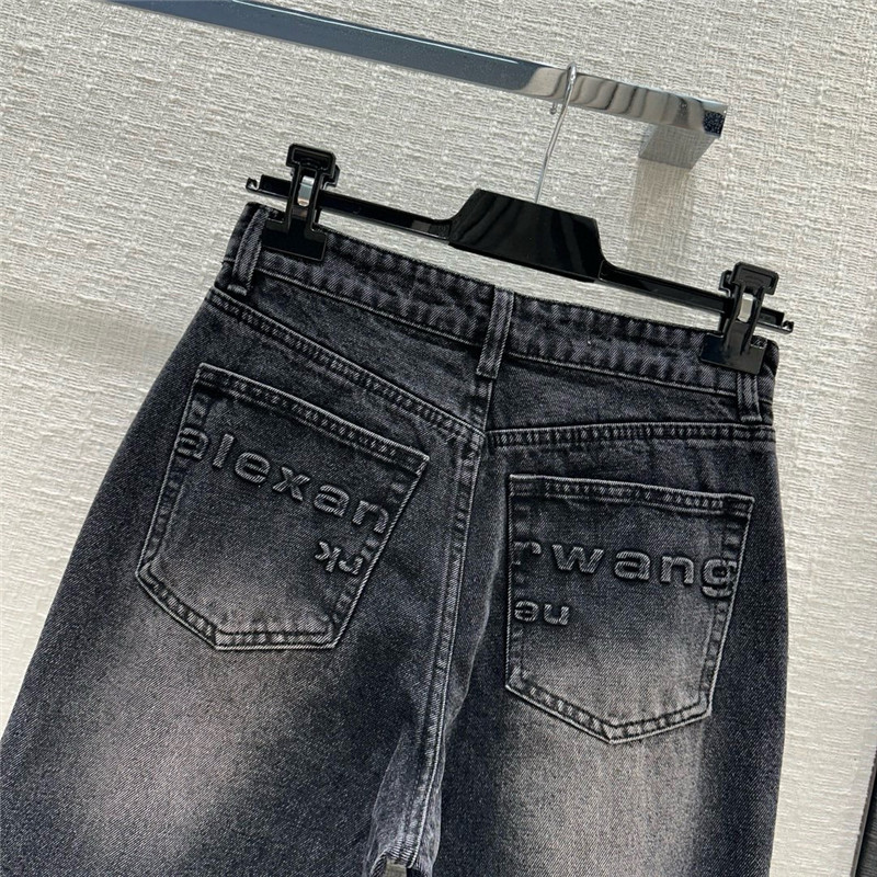 A1exa*der wang embossed letter denim trousers replica clothing