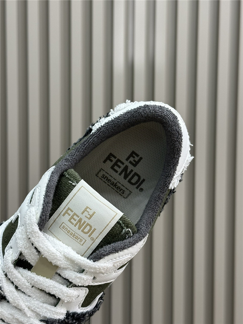 F**di denim match panelled leather sneakers