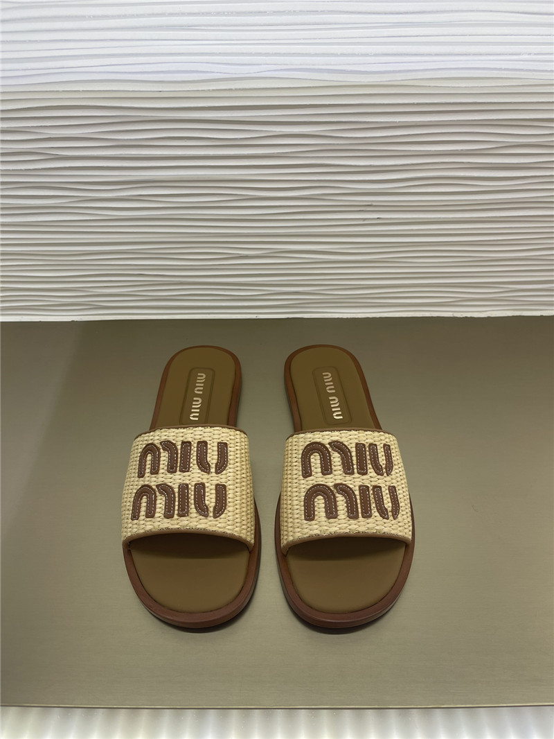 miumiu raffia woven slippers margiela replica shoes