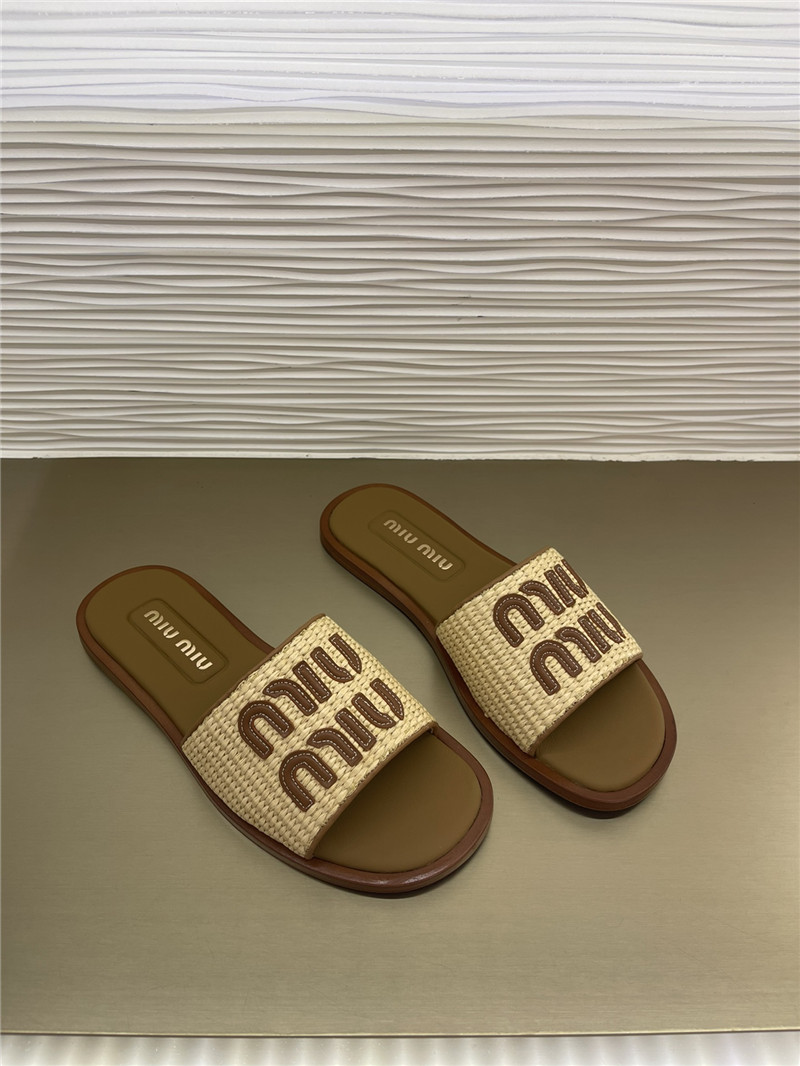 miumiu raffia woven slippers margiela replica shoes