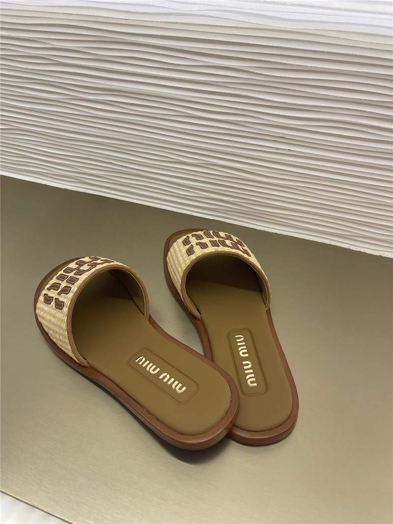 miumiu raffia woven slippers margiela replica shoes