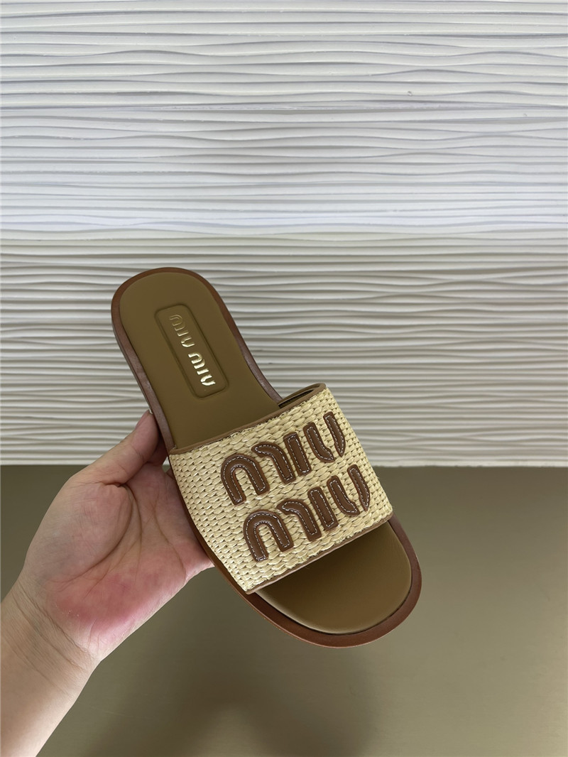 miumiu raffia woven slippers margiela replica shoes
