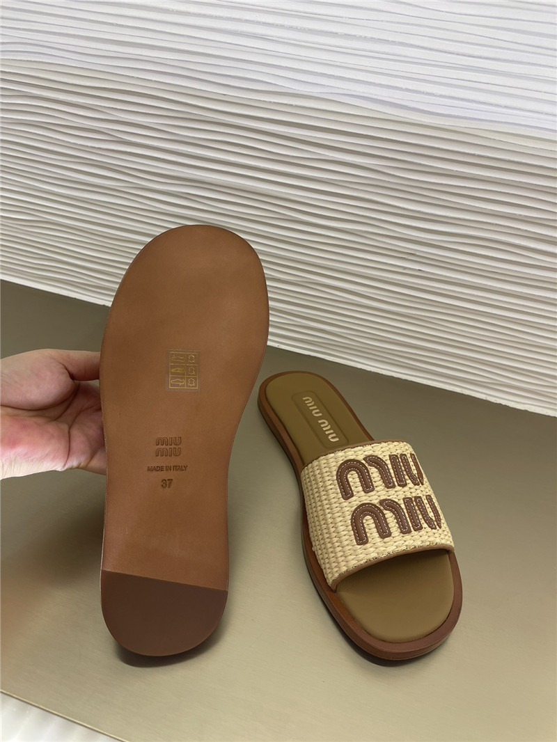 miumiu raffia woven slippers margiela replica shoes