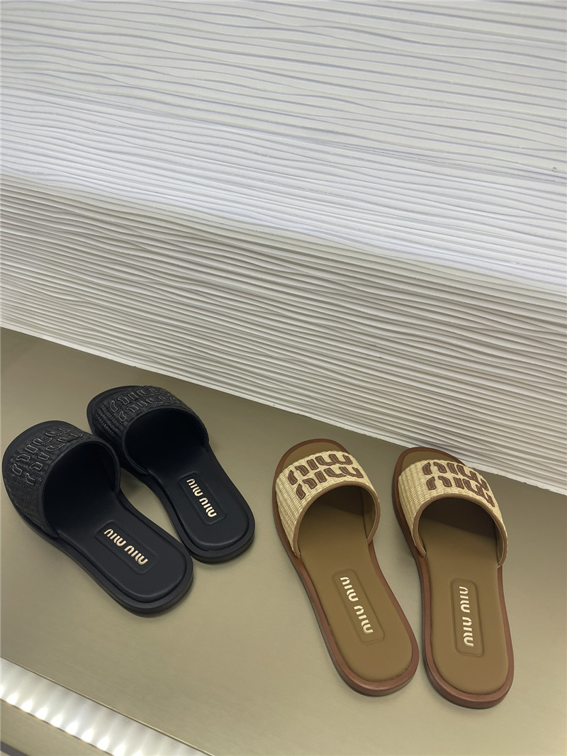 miumiu raffia woven slippers margiela replica shoes