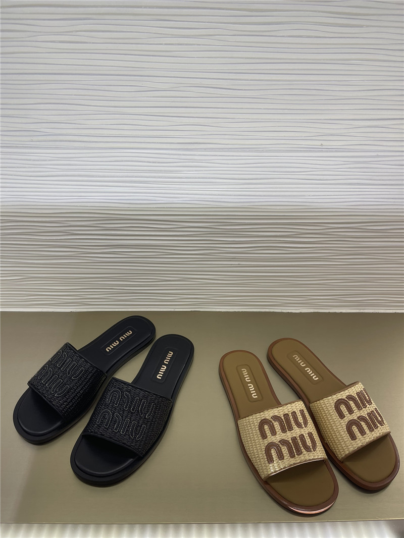 miumiu raffia woven slippers margiela replica shoes