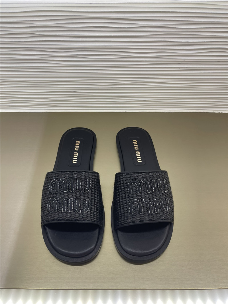 miumiu raffia woven slippers margiela replica shoes