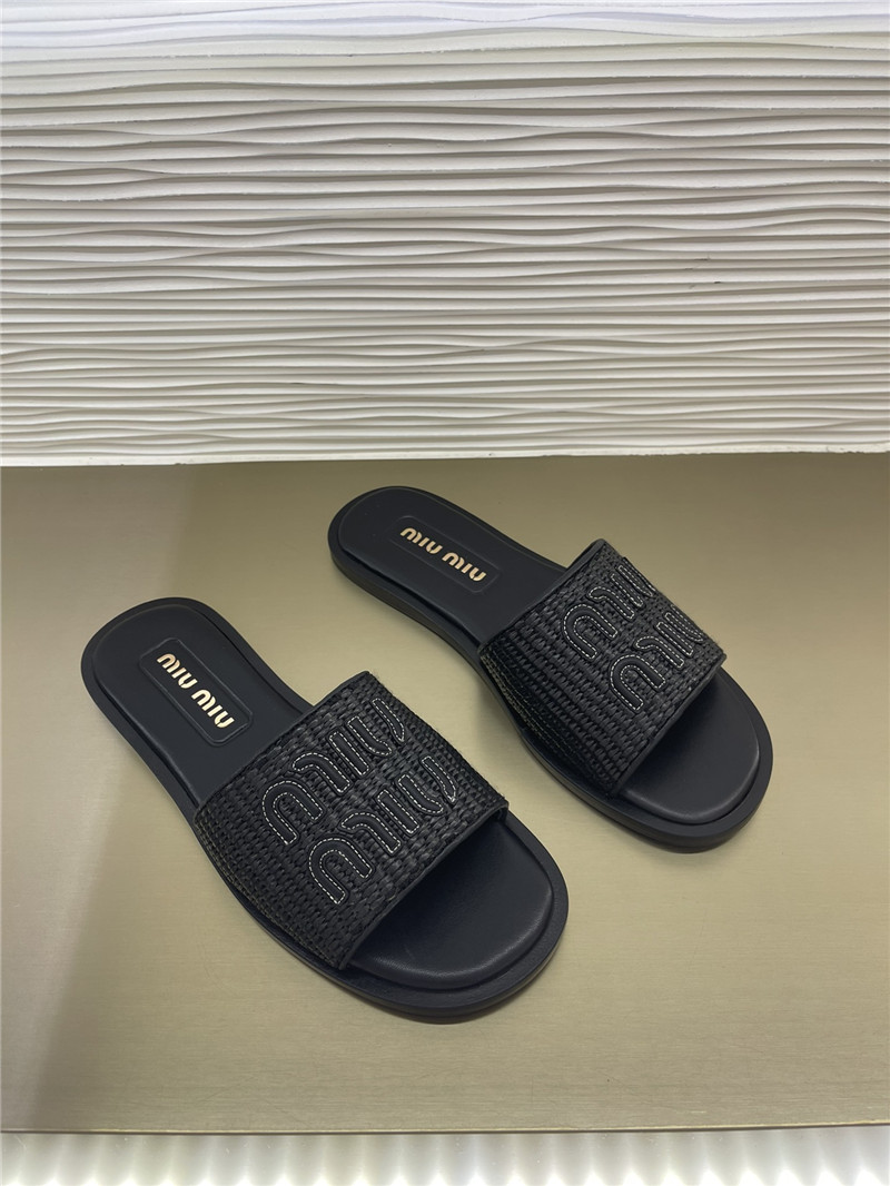 miumiu raffia woven slippers margiela replica shoes