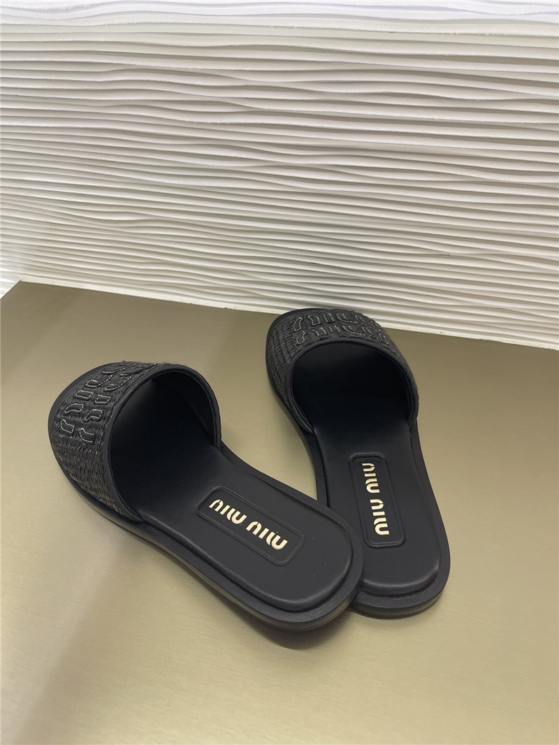 miumiu raffia woven slippers margiela replica shoes