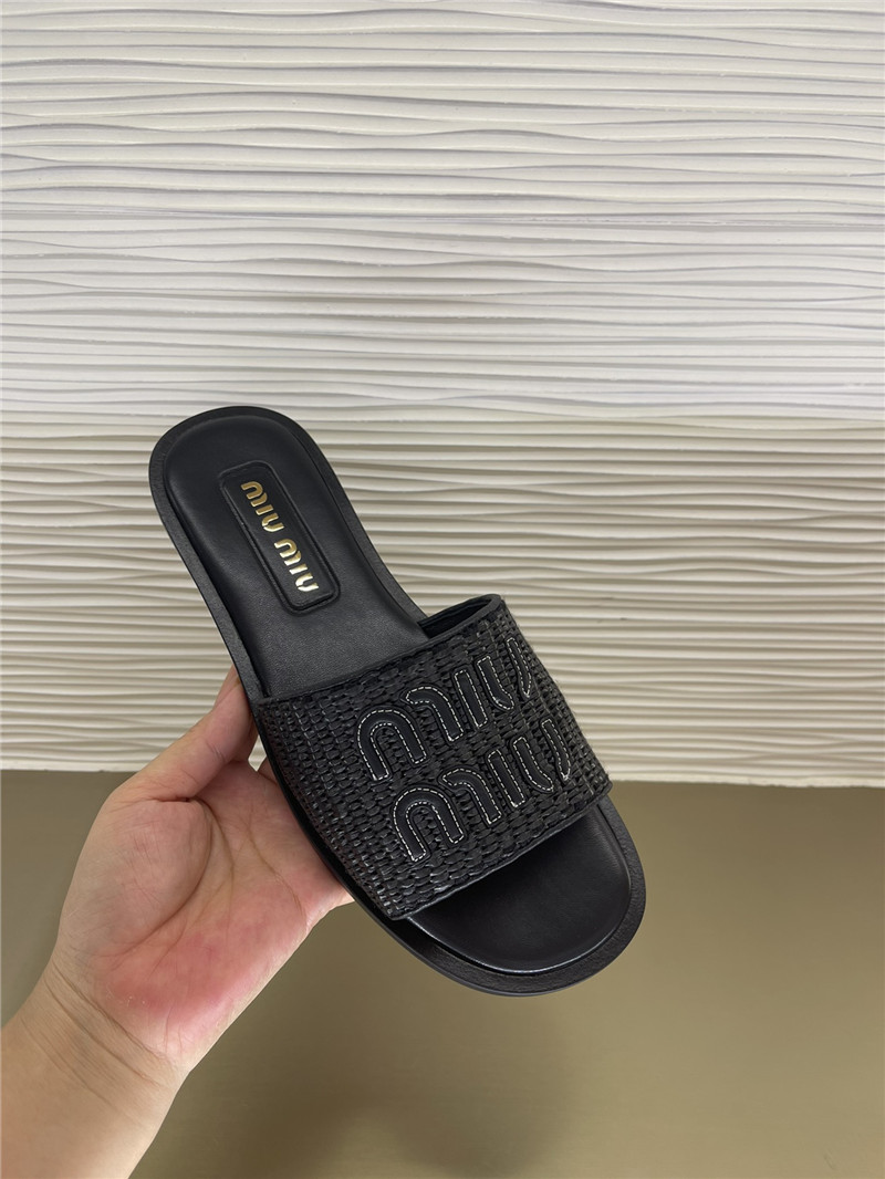 miumiu raffia woven slippers margiela replica shoes