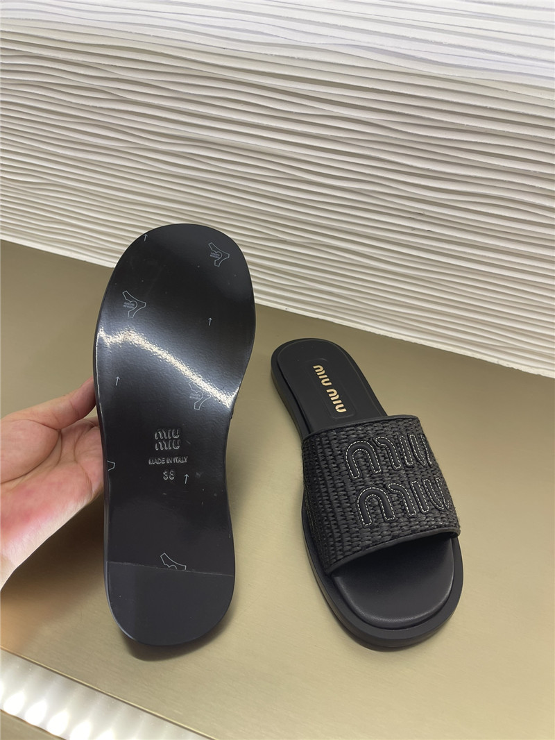 miumiu raffia woven slippers margiela replica shoes