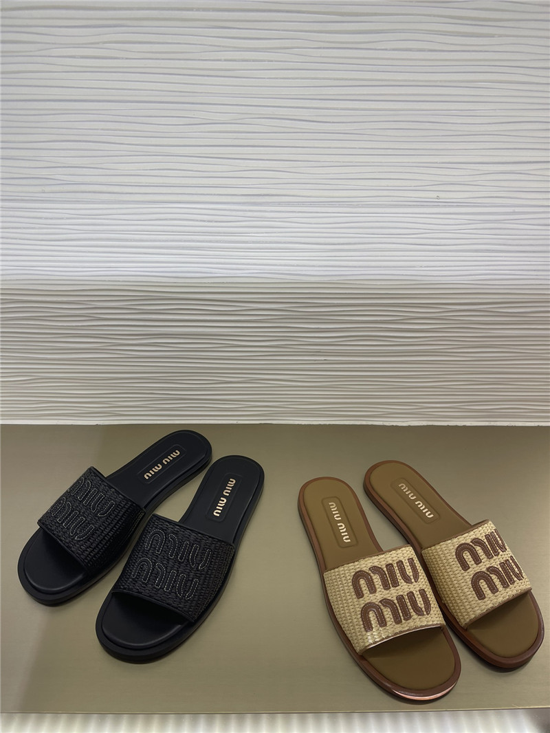 miumiu raffia woven slippers margiela replica shoes