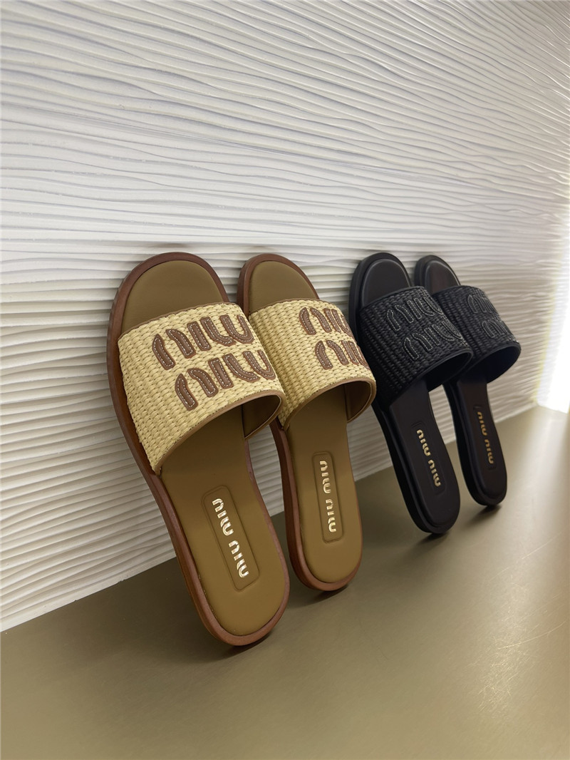 miumiu raffia woven slippers margiela replica shoes