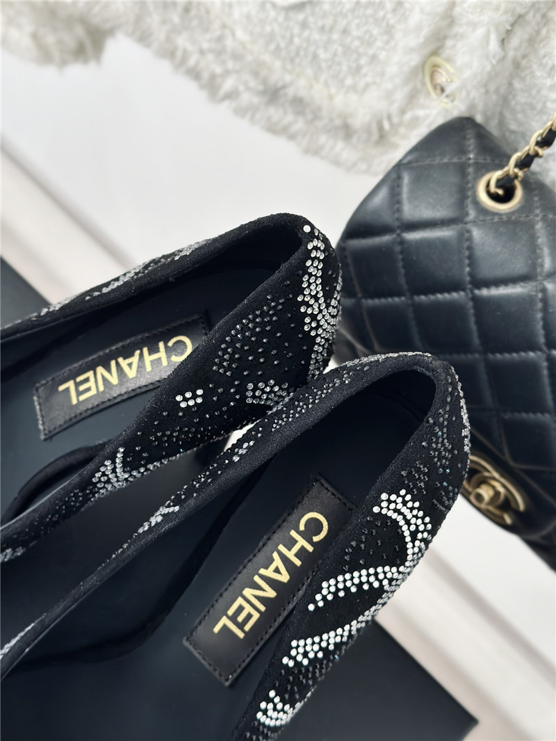 Ch**el double c rhinestone high heels replica shoes