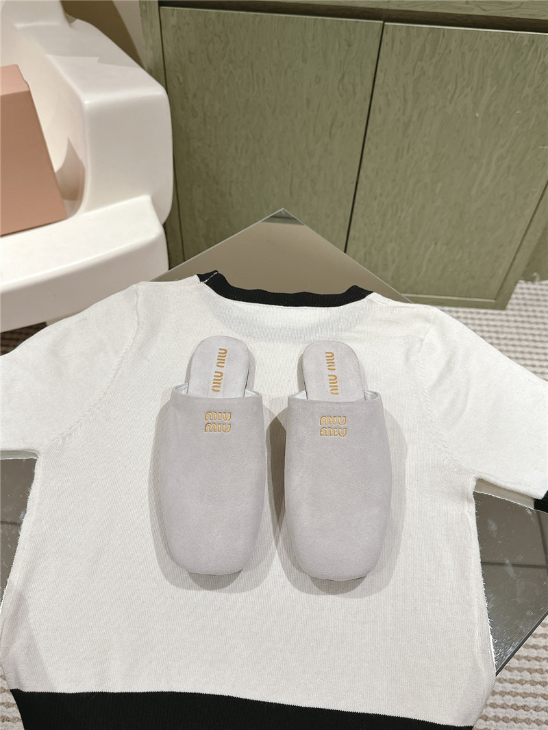 miumiu small round toe mules slippers replica shoes