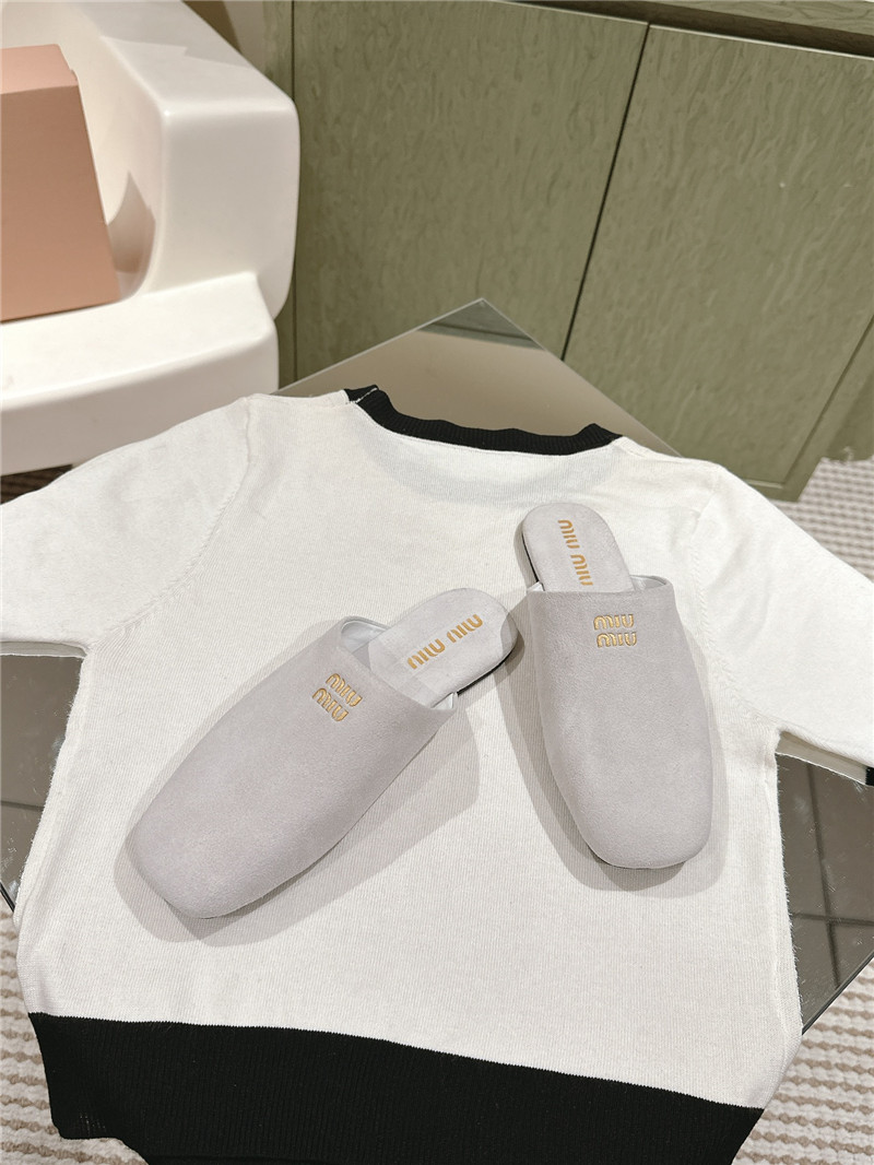 miumiu small round toe mules slippers replica shoes