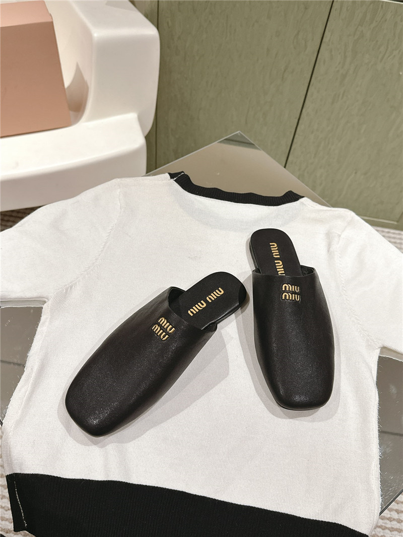 miumiu small round toe mules slippers replica shoes