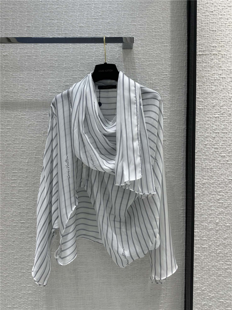 louis vuitton LV ribbon scarf printed striped shirt replica clothing